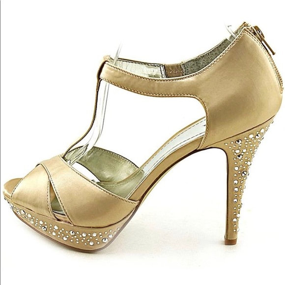 Style & Co Suki Women's Champagne Open Toe Platform Heels Size 10 - Picture 1 of 16